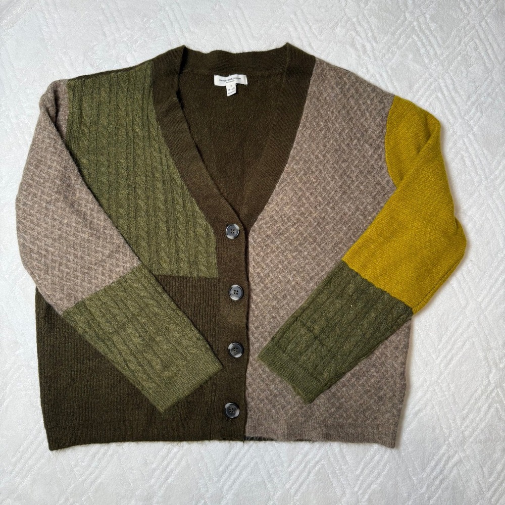 Eclectic Grandpa Cottagecore BeachLunchLounge Colorblock Cardigan M 8-10